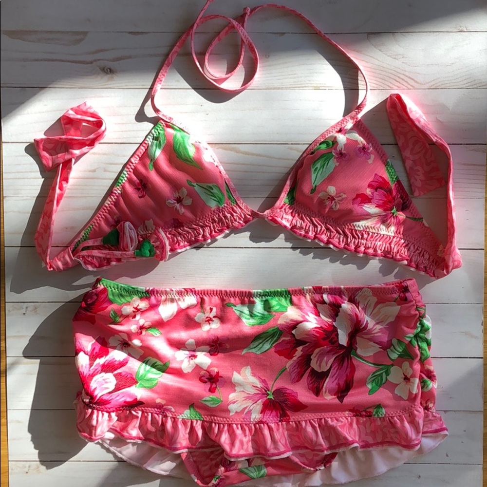 Hawaiian Floral Two-Piece Bathing Suit
